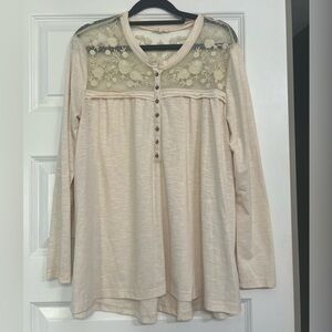 Elegant Cream Lace Detail Women's Top
